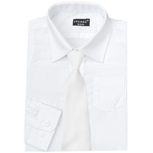 Boys White Formal Shirt & White Satin Tie